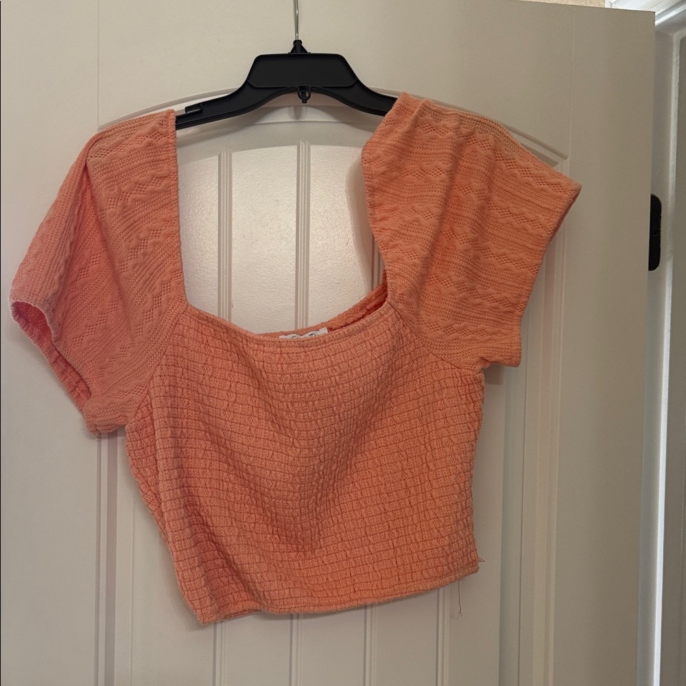 Emory Park Coral Textured Crop Top